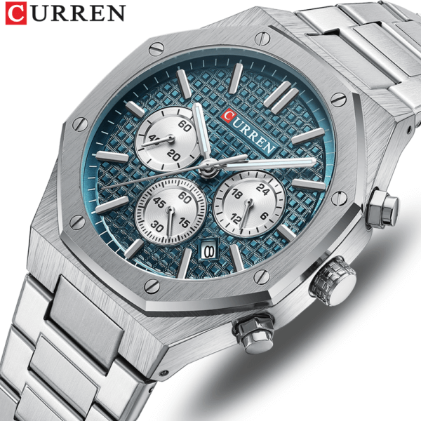 Reloj Curren 8440 Acero Inoxidable Color Plateado y Azul
