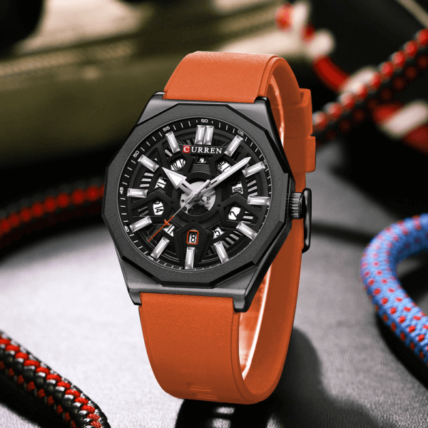 Reloj Curren 8437 Deportivo con Correa de Silicona Color Naranja